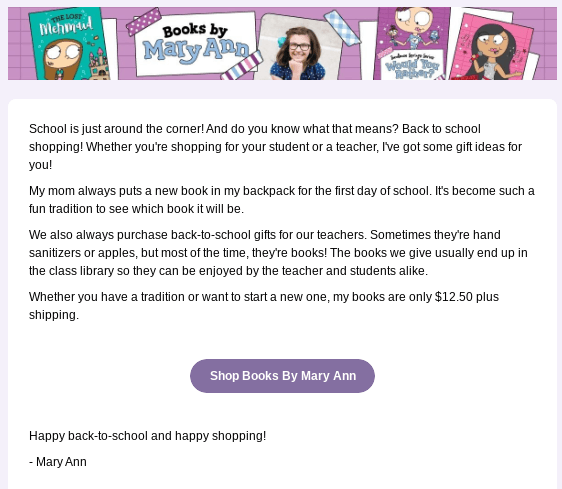 Back to School Book Sale! #BooksbyMaryAnn