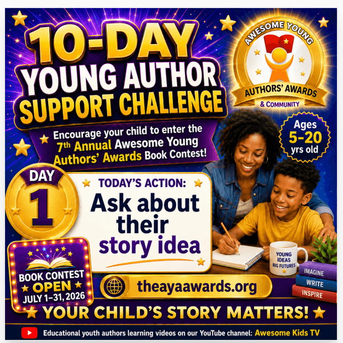 10-Day Young Author Support Challenge for Kids, Teens, and Families 📖✨